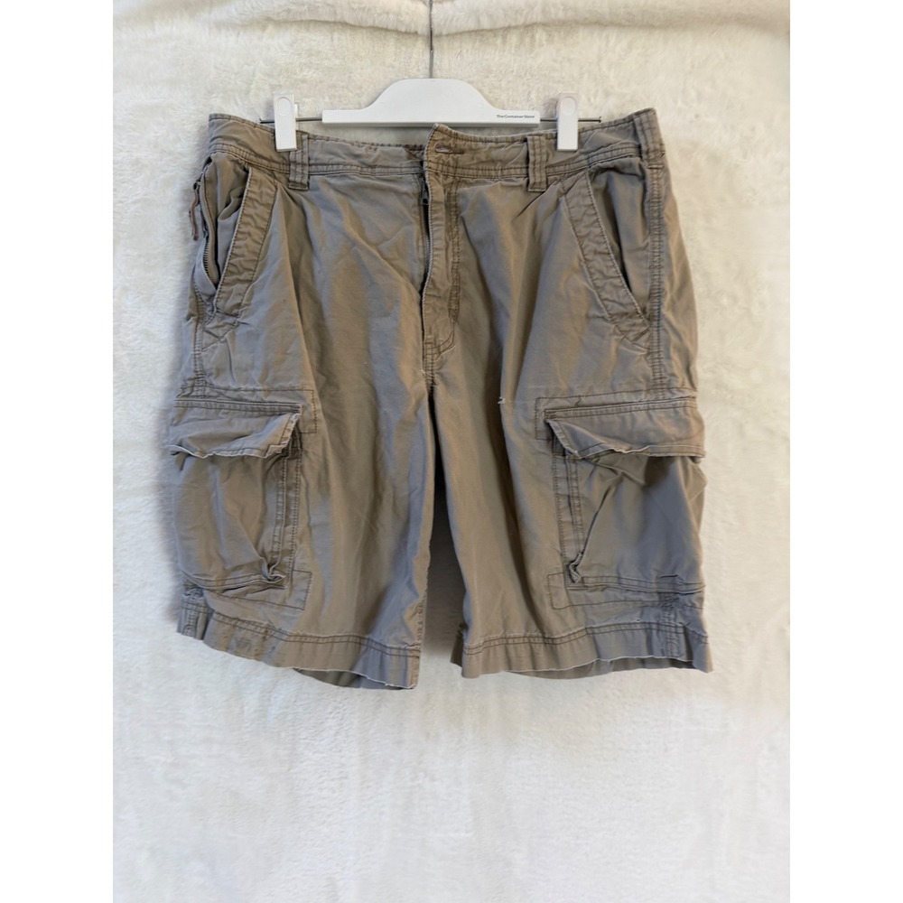 Express Mens Cargo Shorts Size 34W Khaki Tan Cotton Utility Multi-Pocket Hiking